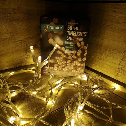 Premier 50 LED Multi Action Battery Operated Lights Warm White