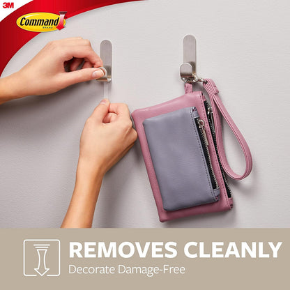 Command MR13-SS-ES Large Modern Metal Hook with 1 Hook/2 Strips